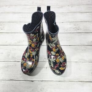 NWT Chooka Tropical Batik Navy Women's Rain Boots
